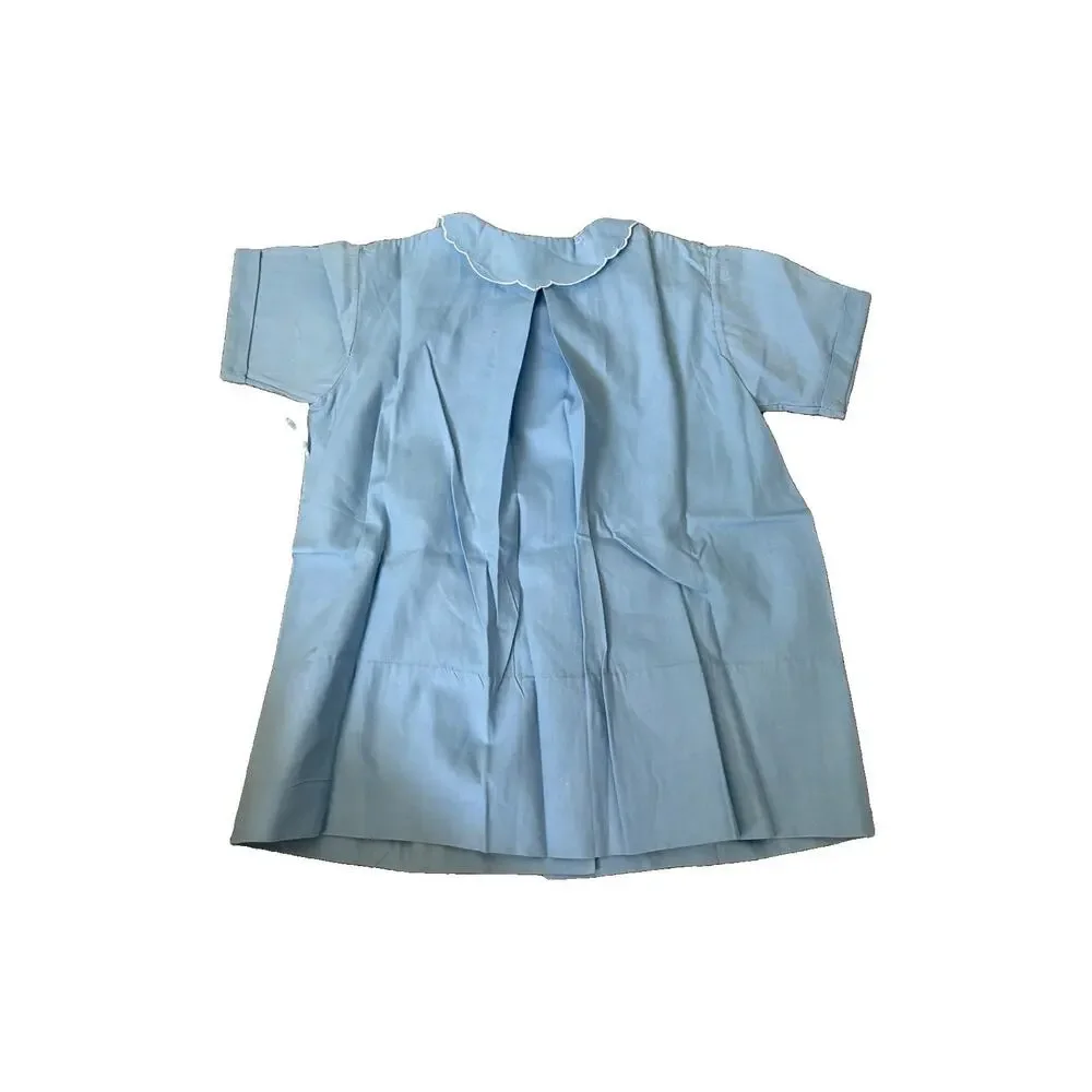 Vintage Philippine Handmade Baby Blue Embroidered Dress Size S 1 Year